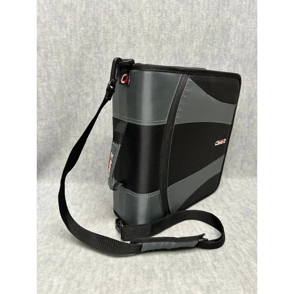 Case-it Zipper Binder Black Gray 3 Ring Expandable Shoulder Strap Handle